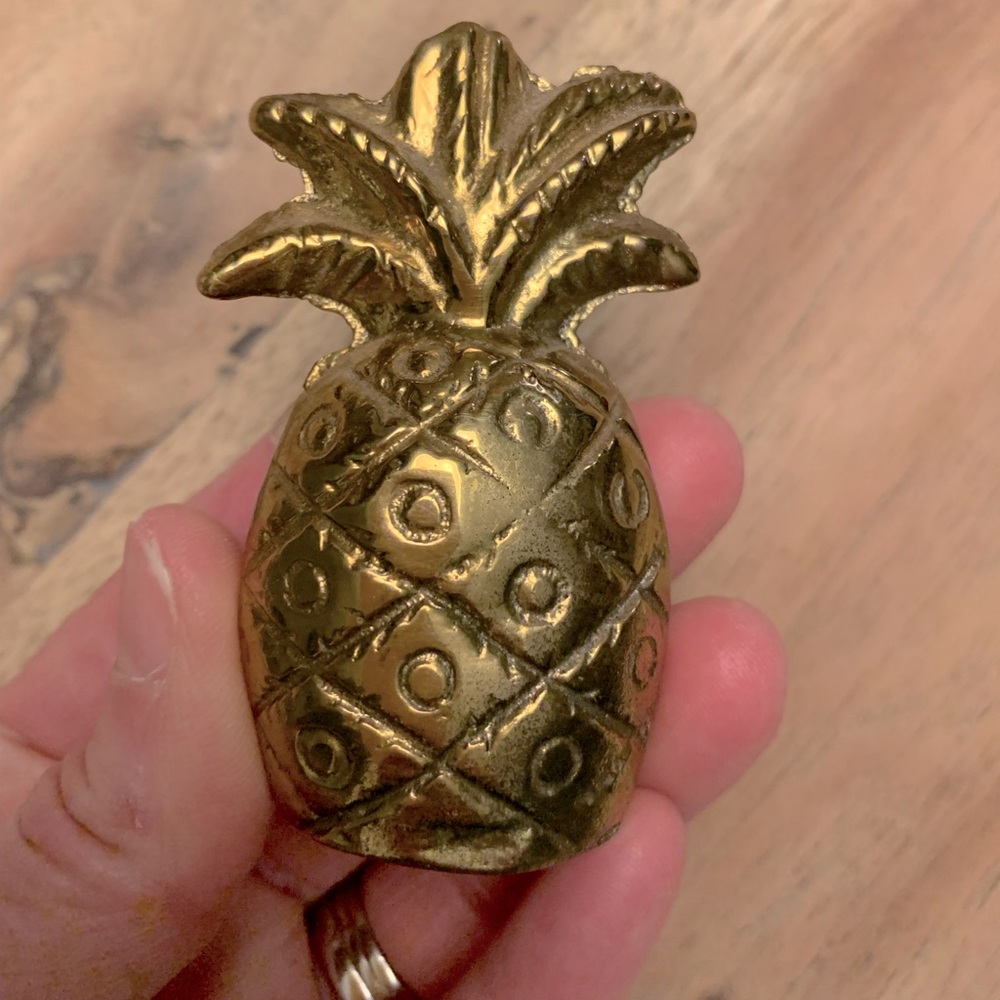 Vintage Gold Brass Heavy Petite Small Pineapple Paperweight Decoration